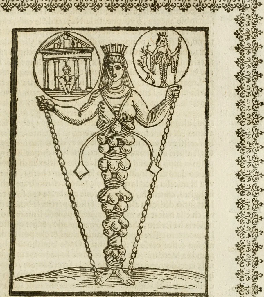 An illustration from Le imagini de gli dei de gli antichi : nelle quali sono descritte la religione de gli antichi li idoli, riti, & ceremonie loro, con l'aggiunta di molte principali imagini che nell'altre mancauano, et con l'espositione in epilogo di ciasceduna & suo significato, 1624, leaf 116