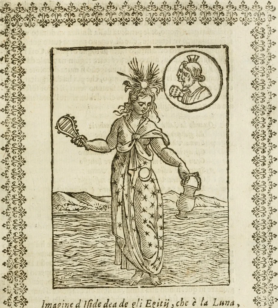 An illustration from Le imagini de gli dei de gli antichi : nelle quali sono descritte la religione de gli antichi li idoli, riti, & ceremonie loro, con l'aggiunta di molte principali imagini che nell'altre mancauano, et con l'espositione in epilogo di ciasceduna & suo significato, 1624, leaf 120