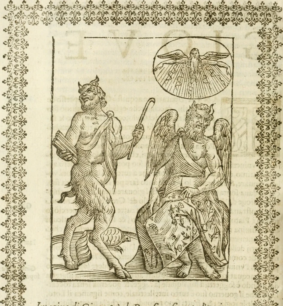 An illustration from Le imagini de gli dei de gli antichi : nelle quali sono descritte la religione de gli antichi li idoli, riti, & ceremonie loro, con l'aggiunta di molte principali imagini che nell'altre mancauano, et con l'espositione in epilogo di ciasceduna & suo significato, 1624, leaf 127