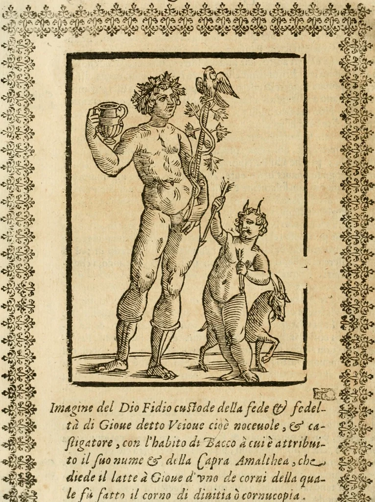 An illustration from Le imagini de gli dei de gli antichi : nelle quali sono descritte la religione de gli antichi li idoli, riti, & ceremonie loro, con l'aggiunta di molte principali imagini che nell'altre mancauano, et con l'espositione in epilogo di ciasceduna & suo significato, 1624, leaf 147