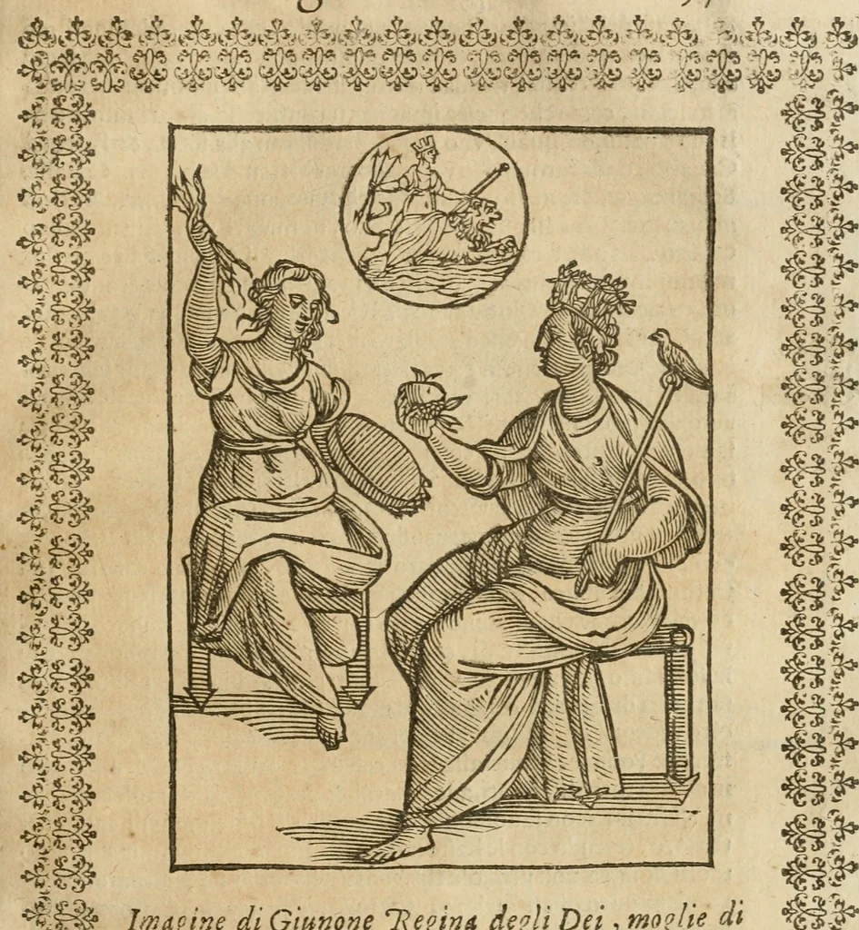 An illustration from Le imagini de gli dei de gli antichi : nelle quali sono descritte la religione de gli antichi li idoli, riti, & ceremonie loro, con l'aggiunta di molte principali imagini che nell'altre mancauano, et con l'espositione in epilogo di ciasceduna & suo significato, 1624, leaf 170