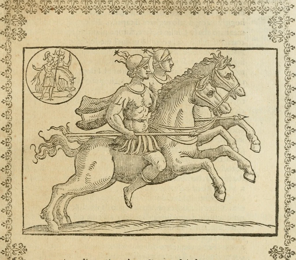 An illustration from Le imagini de gli dei de gli antichi : nelle quali sono descritte la religione de gli antichi li idoli, riti, & ceremonie loro, con l'aggiunta di molte principali imagini che nell'altre mancauano, et con l'espositione in epilogo di ciasceduna & suo significato, 1624, leaf 172