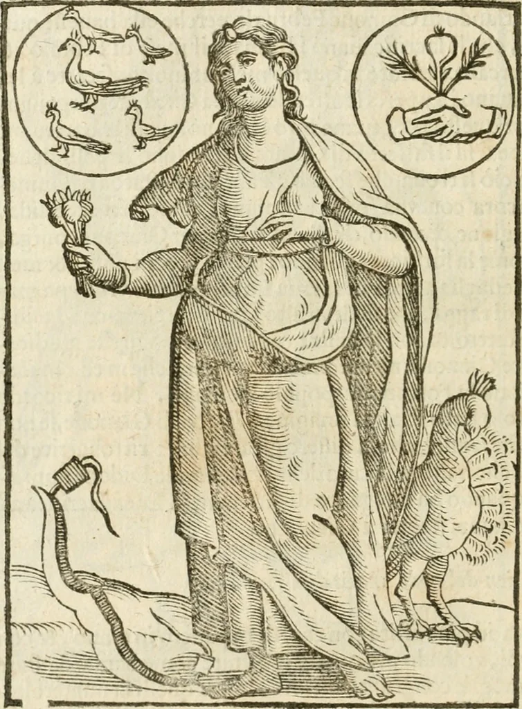 An illustration from Le imagini de gli dei de gli antichi : nelle quali sono descritte la religione de gli antichi li idoli, riti, & ceremonie loro, con l'aggiunta di molte principali imagini che nell'altre mancauano, et con l'espositione in epilogo di ciasceduna & suo significato, 1624, leaf 179