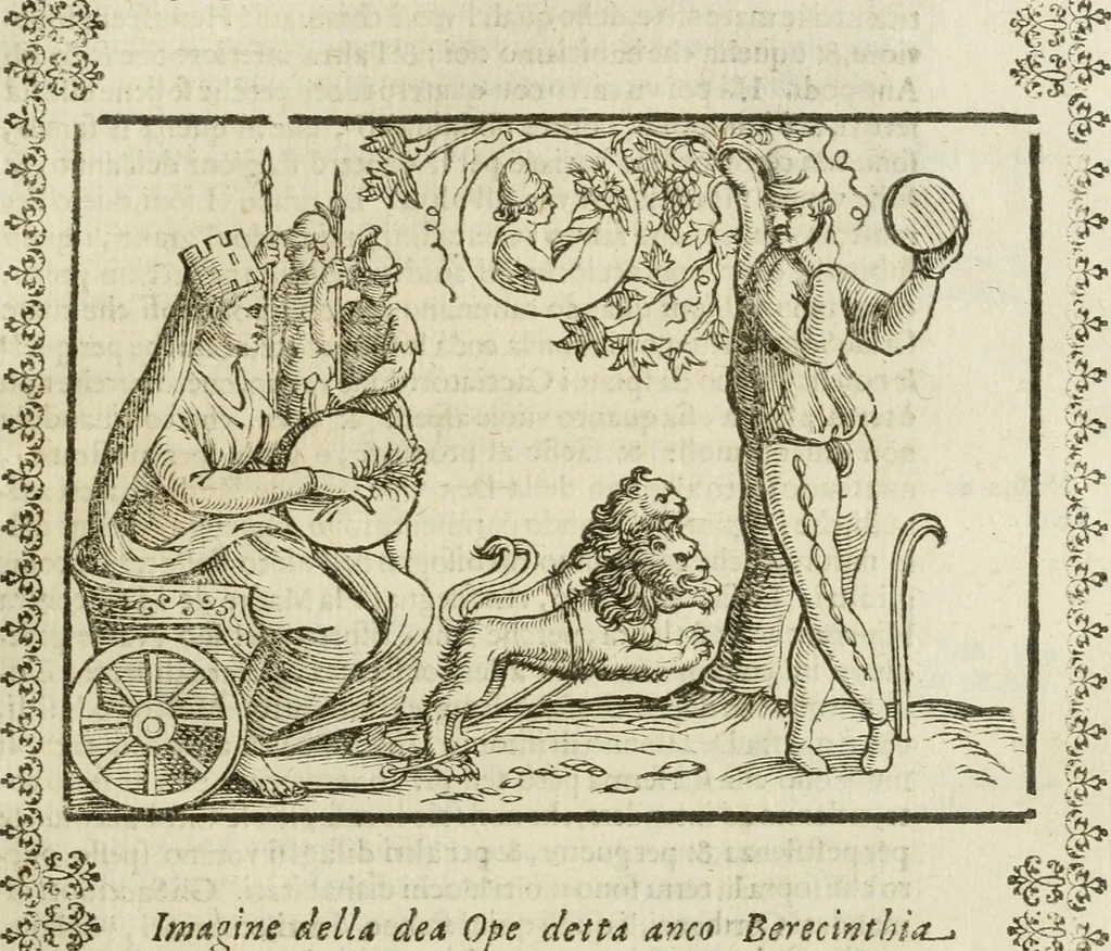 An illustration from Le imagini de gli dei de gli antichi : nelle quali sono descritte la religione de gli antichi li idoli, riti, & ceremonie loro, con l'aggiunta di molte principali imagini che nell'altre mancauano, et con l'espositione in epilogo di ciasceduna & suo significato, 1624, leaf 188