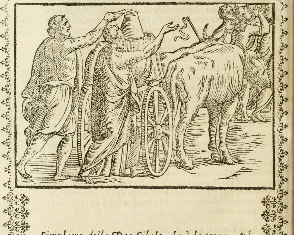An illustration from Le imagini de gli dei de gli antichi : nelle quali sono descritte la religione de gli antichi li idoli, riti, & ceremonie loro, con l'aggiunta di molte principali imagini che nell'altre mancauano, et con l'espositione in epilogo di ciasceduna & suo significato, 1624, leaf 193