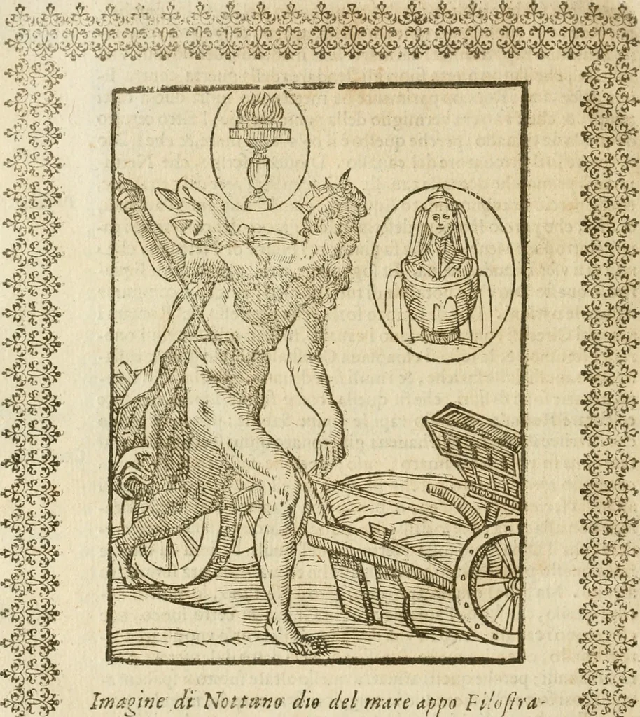 An illustration from Le imagini de gli dei de gli antichi : nelle quali sono descritte la religione de gli antichi li idoli, riti, & ceremonie loro, con l'aggiunta di molte principali imagini che nell'altre mancauano, et con l'espositione in epilogo di ciasceduna & suo significato, 1624, leaf 227