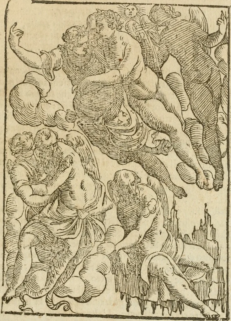 An illustration from Le imagini de gli dei de gli antichi : nelle quali sono descritte la religione de gli antichi li idoli, riti, & ceremonie loro, con l'aggiunta di molte principali imagini che nell'altre mancauano, et con l'espositione in epilogo di ciasceduna & suo significato, 1624, leaf 232