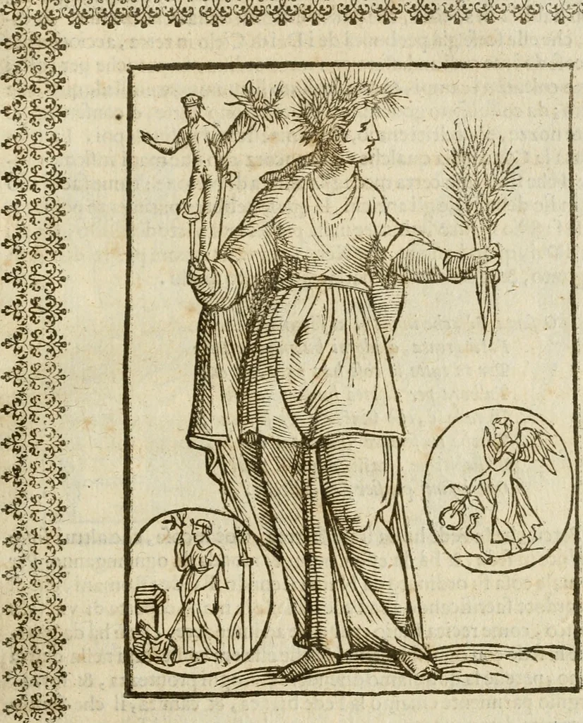 An illustration from Le imagini de gli dei de gli antichi : nelle quali sono descritte la religione de gli antichi li idoli, riti, & ceremonie loro, con l'aggiunta di molte principali imagini che nell'altre mancauano, et con l'espositione in epilogo di ciasceduna & suo significato, 1624, leaf 278