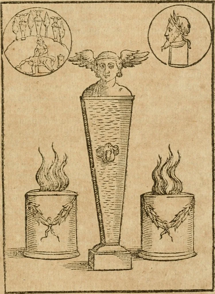 An illustration from Le imagini de gli dei de gli antichi : nelle quali sono descritte la religione de gli antichi li idoli, riti, & ceremonie loro, con l'aggiunta di molte principali imagini che nell'altre mancauano, et con l'espositione in epilogo di ciasceduna & suo significato, 1624, leaf 284