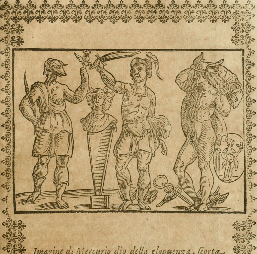 An illustration from Le imagini de gli dei de gli antichi : nelle quali sono descritte la religione de gli antichi li idoli, riti, & ceremonie loro, con l'aggiunta di molte principali imagini che nell'altre mancauano, et con l'espositione in epilogo di ciasceduna & suo significato, 1624, leaf 292