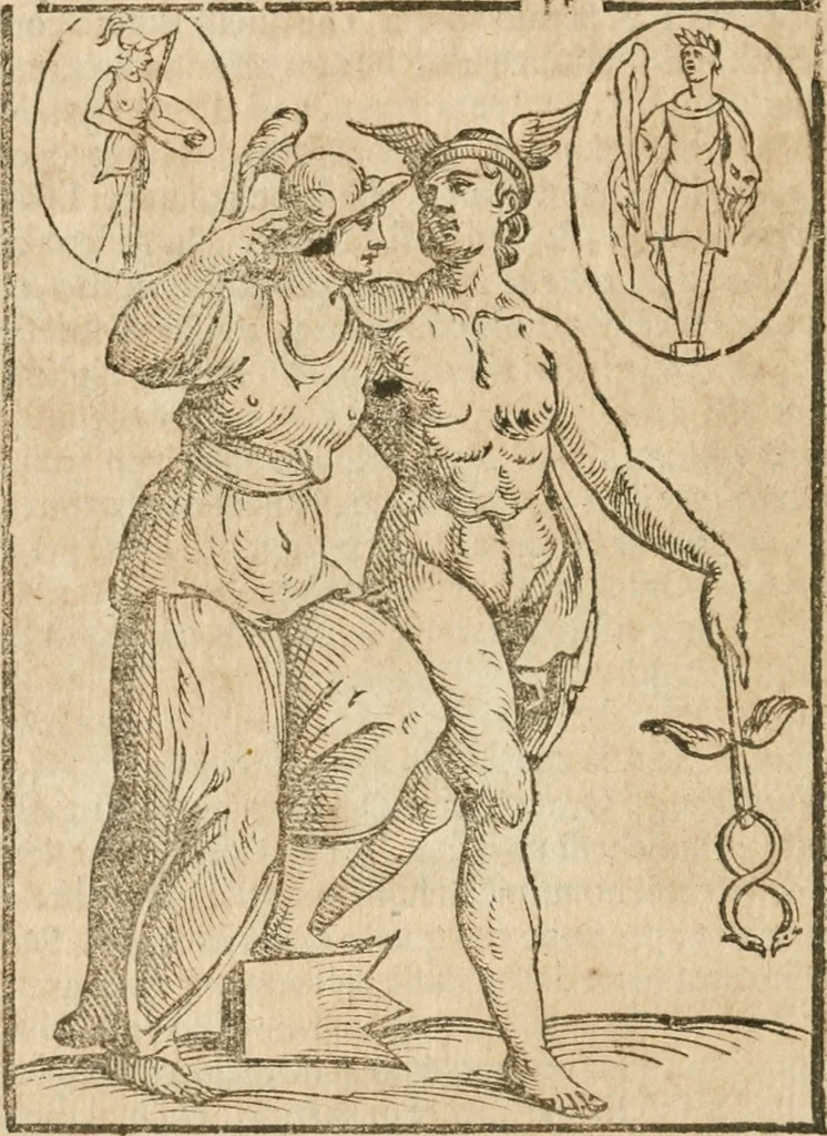 An illustration from Le imagini de gli dei de gli antichi : nelle quali sono descritte la religione de gli antichi li idoli, riti, & ceremonie loro, con l'aggiunta di molte principali imagini che nell'altre mancauano, et con l'espositione in epilogo di ciasceduna & suo significato, 1624, leaf 307