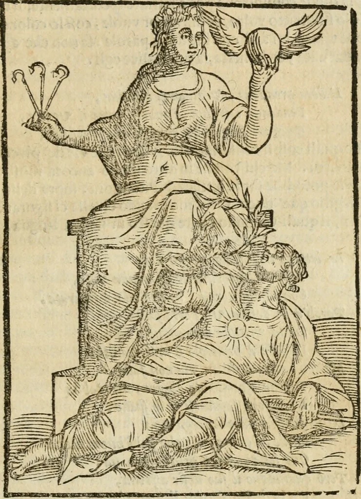 An illustration from Le imagini de gli dei de gli antichi : nelle quali sono descritte la religione de gli antichi li idoli, riti, & ceremonie loro, con l'aggiunta di molte principali imagini che nell'altre mancauano, et con l'espositione in epilogo di ciasceduna & suo significato, 1624, leaf 320