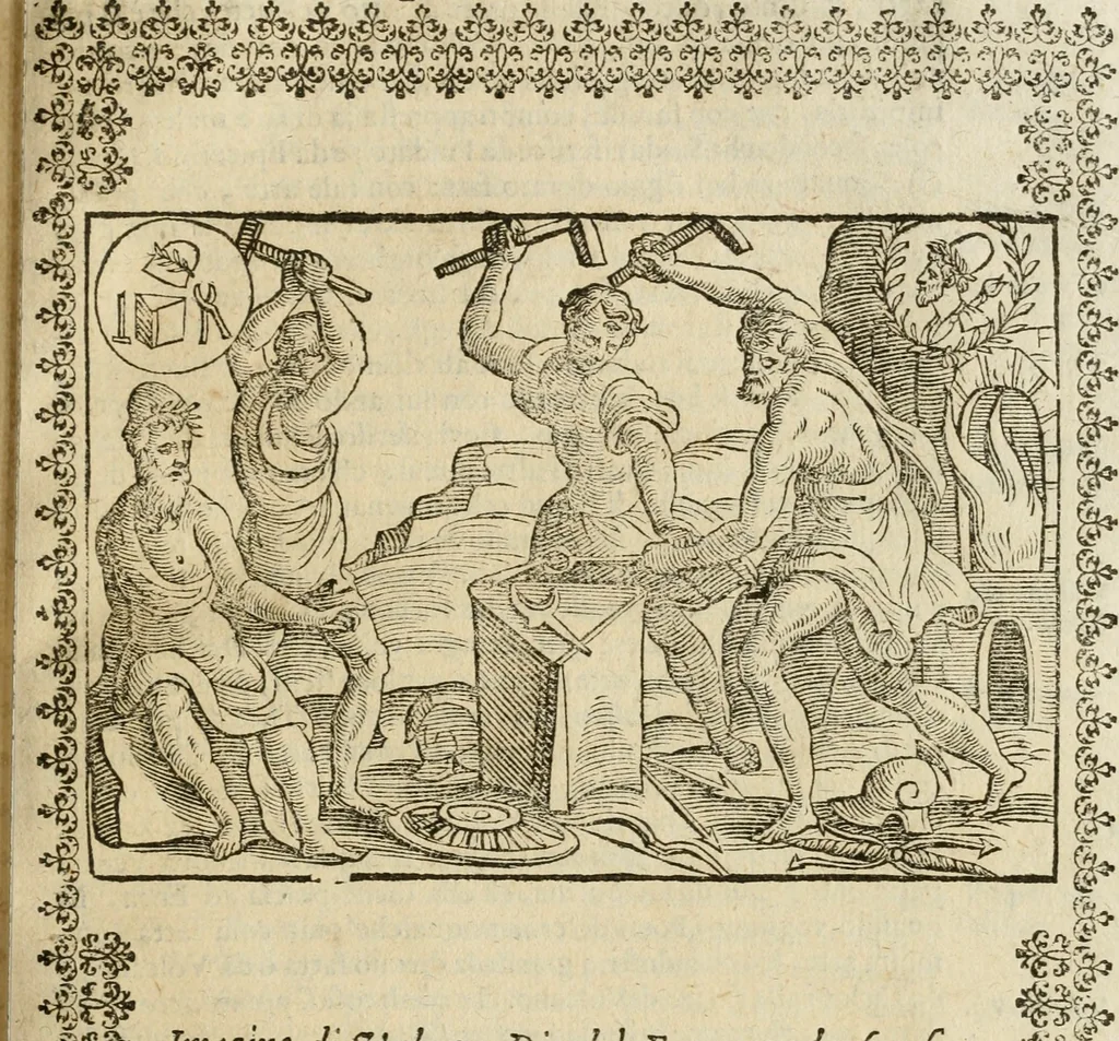 An illustration from Le imagini de gli dei de gli antichi : nelle quali sono descritte la religione de gli antichi li idoli, riti, & ceremonie loro, con l'aggiunta di molte principali imagini che nell'altre mancauano, et con l'espositione in epilogo di ciasceduna & suo significato, 1624, leaf 334