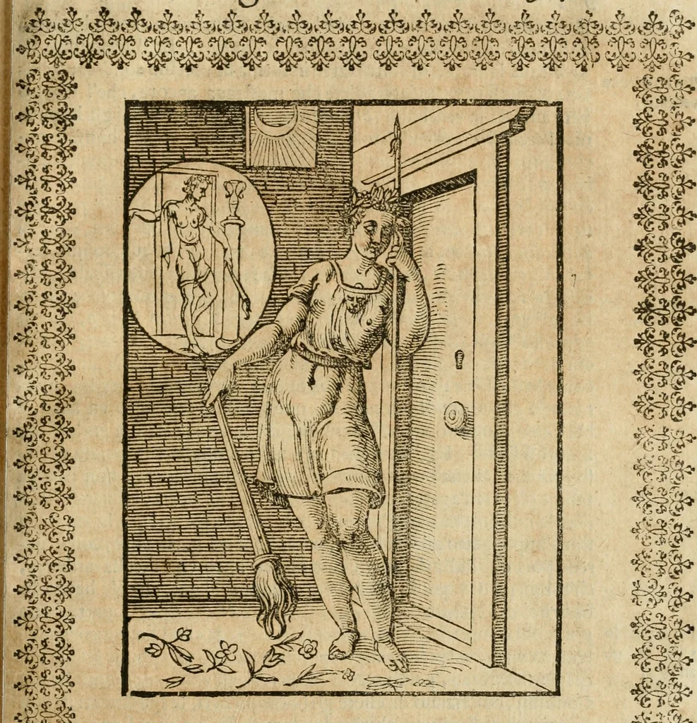 An illustration from Le imagini de gli dei de gli antichi : nelle quali sono descritte la religione de gli antichi li idoli, riti, & ceremonie loro, con l'aggiunta di molte principali imagini che nell'altre mancauano, et con l'espositione in epilogo di ciasceduna & suo significato, 1624, leaf 354