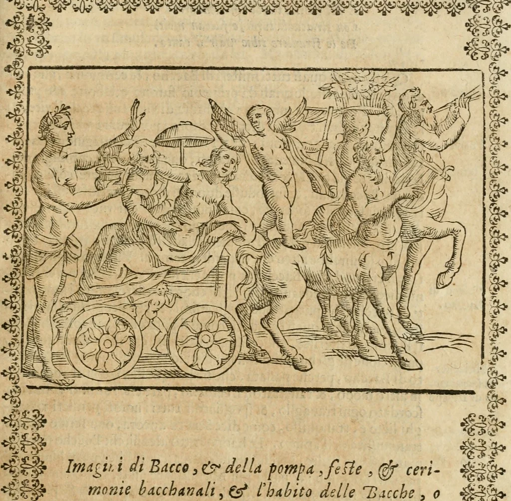 An illustration from Le imagini de gli dei de gli antichi : nelle quali sono descritte la religione de gli antichi li idoli, riti, & ceremonie loro, con l'aggiunta di molte principali imagini che nell'altre mancauano, et con l'espositione in epilogo di ciasceduna & suo significato, 1624, leaf 360