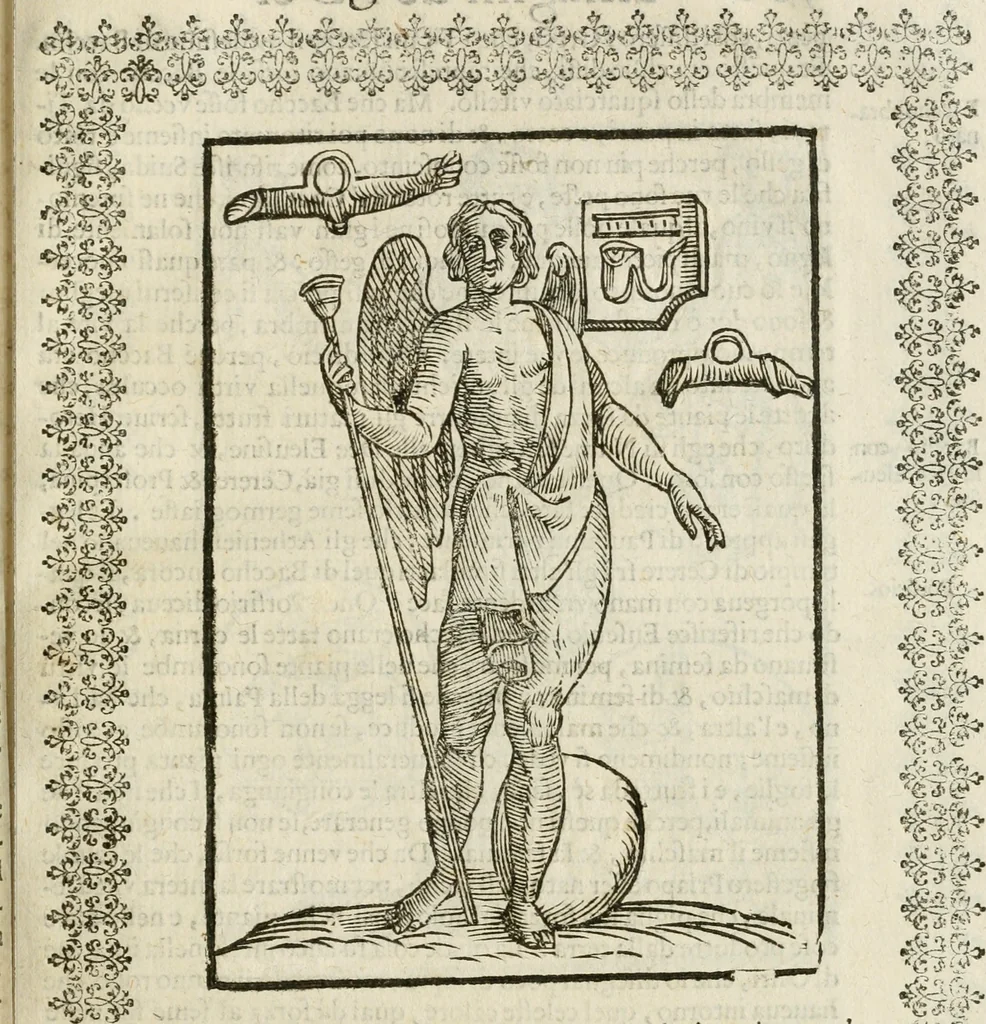 An illustration from Le imagini de gli dei de gli antichi : nelle quali sono descritte la religione de gli antichi li idoli, riti, & ceremonie loro, con l'aggiunta di molte principali imagini che nell'altre mancauano, et con l'espositione in epilogo di ciasceduna & suo significato, 1624, leaf 370