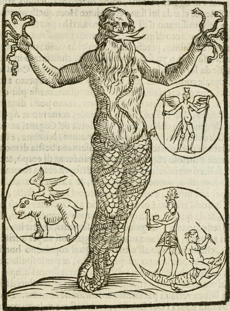 An illustration from Le imagini de gli dei de gli antichi : nelle quali sono descritte la religione de gli antichi li idoli, riti, & ceremonie loro, con l'aggiunta di molte principali imagini che nell'altre mancauano, et con l'espositione in epilogo di ciasceduna & suo significato, 1624, leaf 372