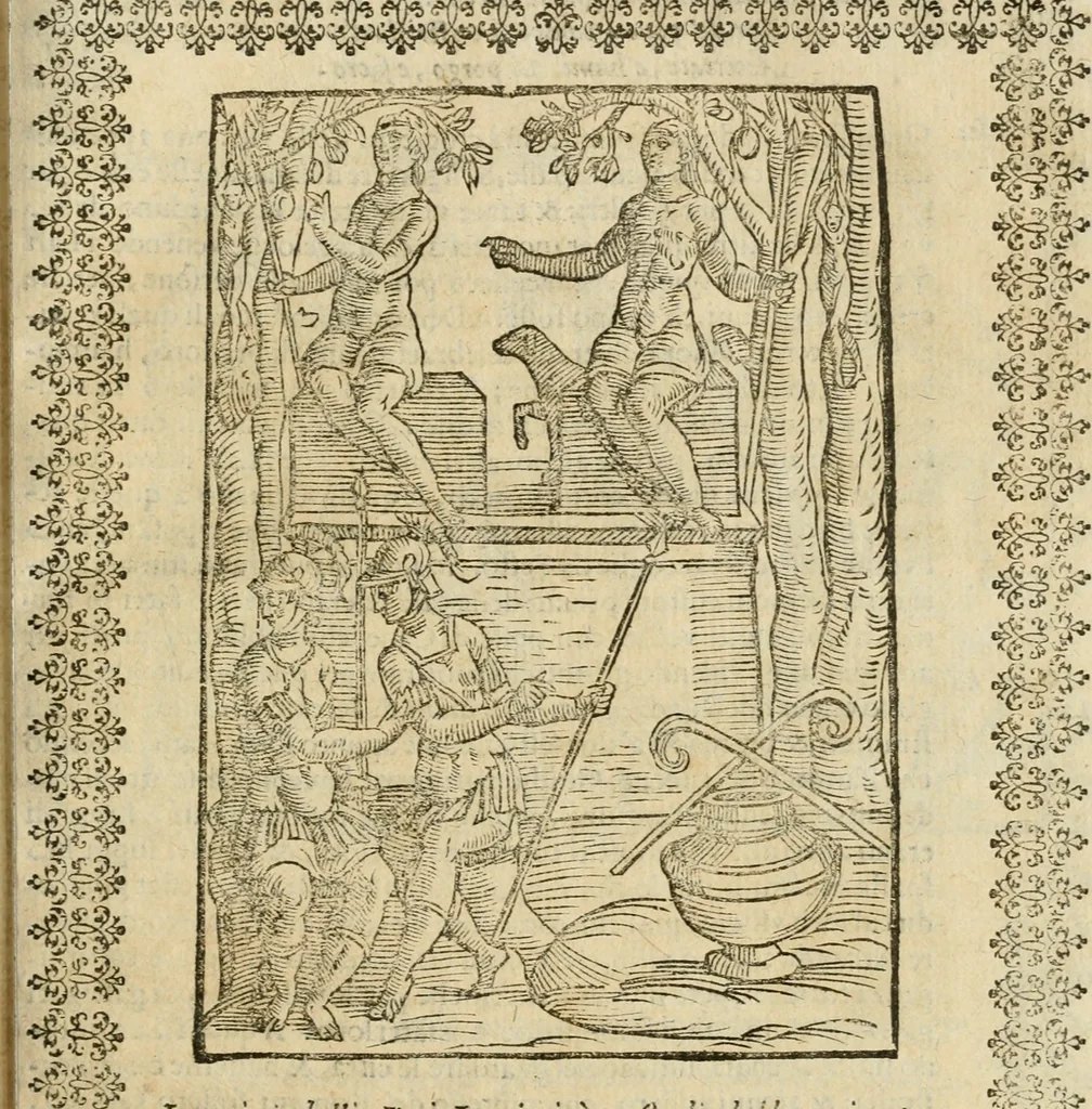 An illustration from Le imagini de gli dei de gli antichi : nelle quali sono descritte la religione de gli antichi li idoli, riti, & ceremonie loro, con l'aggiunta di molte principali imagini che nell'altre mancauano, et con l'espositione in epilogo di ciasceduna & suo significato, 1624, leaf 378