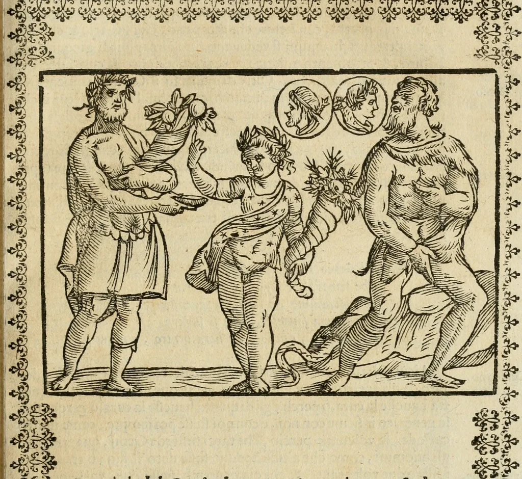 An illustration from Le imagini de gli dei de gli antichi : nelle quali sono descritte la religione de gli antichi li idoli, riti, & ceremonie loro, con l'aggiunta di molte principali imagini che nell'altre mancauano, et con l'espositione in epilogo di ciasceduna & suo significato, 1624, leaf 380
