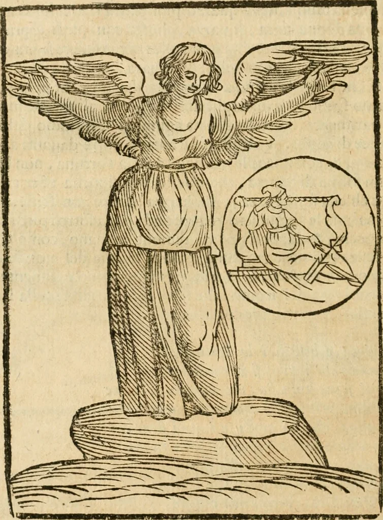 An illustration from Le imagini de gli dei de gli antichi : nelle quali sono descritte la religione de gli antichi li idoli, riti, & ceremonie loro, con l'aggiunta di molte principali imagini che nell'altre mancauano, et con l'espositione in epilogo di ciasceduna & suo significato, 1624, leaf 405