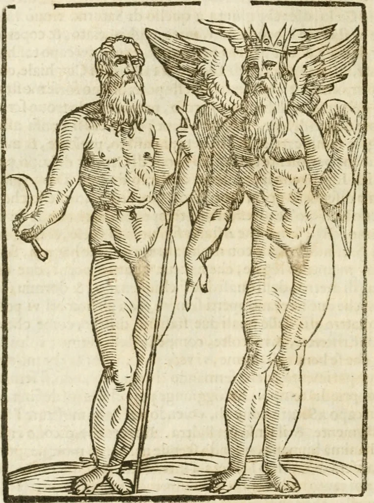 An illustration from Le imagini de gli dei de gli antichi : nelle quali sono descritte la religione de gli antichi li idoli, riti, & ceremonie loro, con l'aggiunta di molte principali imagini che nell'altre mancauano, et con l'espositione in epilogo di ciasceduna & suo significato, 1624, leaf 43