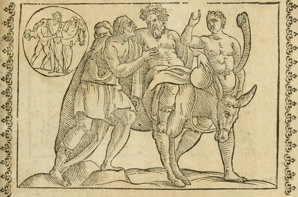 An illustration from Le imagini de gli dei de gli antichi : nelle quali sono descritte la religione de gli antichi li idoli, riti, & ceremonie loro, con l'aggiunta di molte principali imagini che nell'altre mancauano, et con l'espositione in epilogo di ciasceduna & suo significato, 1624, leaf 460