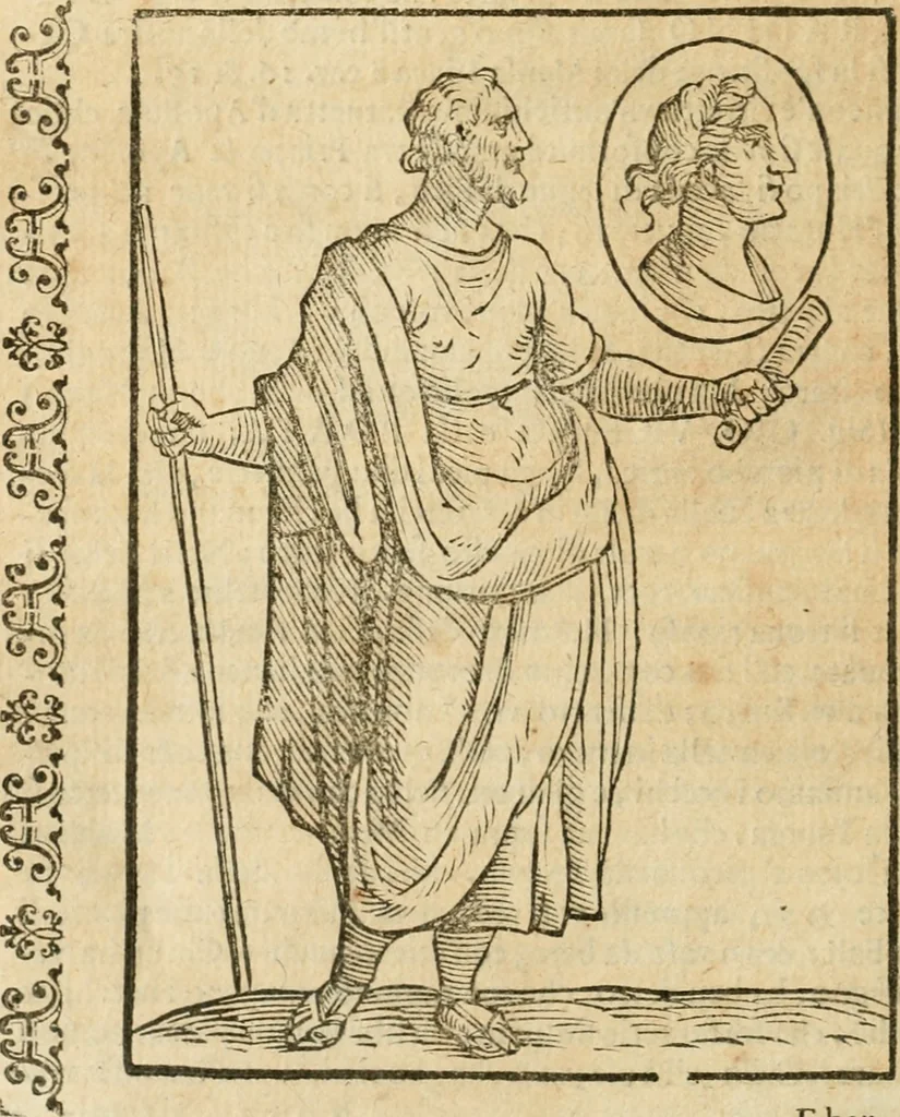 An illustration from Le imagini de gli dei de gli antichi : nelle quali sono descritte la religione de gli antichi li idoli, riti, & ceremonie loro, con l'aggiunta di molte principali imagini che nell'altre mancauano, et con l'espositione in epilogo di ciasceduna & suo significato, 1624, leaf 463