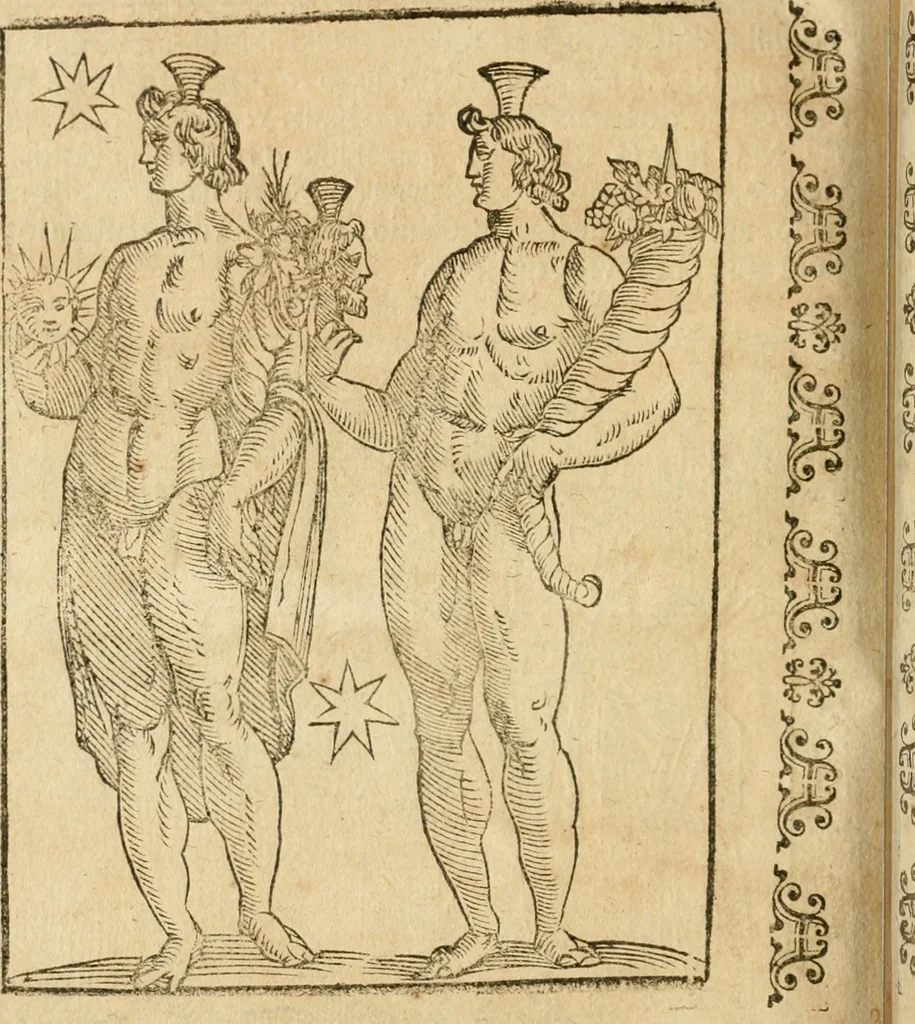 An illustration from Le imagini de gli dei de gli antichi : nelle quali sono descritte la religione de gli antichi li idoli, riti, & ceremonie loro, con l'aggiunta di molte principali imagini che nell'altre mancauano, et con l'espositione in epilogo di ciasceduna & suo significato, 1624, leaf 465