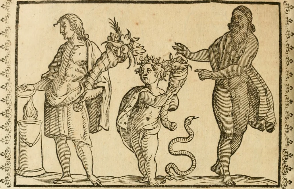 An illustration from Le imagini de gli dei de gli antichi : nelle quali sono descritte la religione de gli antichi li idoli, riti, & ceremonie loro, con l'aggiunta di molte principali imagini che nell'altre mancauano, et con l'espositione in epilogo di ciasceduna & suo significato, 1624, leaf 467
