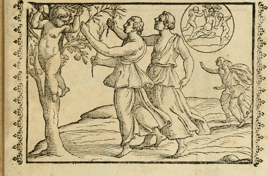 An illustration from Le imagini de gli dei de gli antichi : nelle quali sono descritte la religione de gli antichi li idoli, riti, & ceremonie loro, con l'aggiunta di molte principali imagini che nell'altre mancauano, et con l'espositione in epilogo di ciasceduna & suo significato, 1624, leaf 474