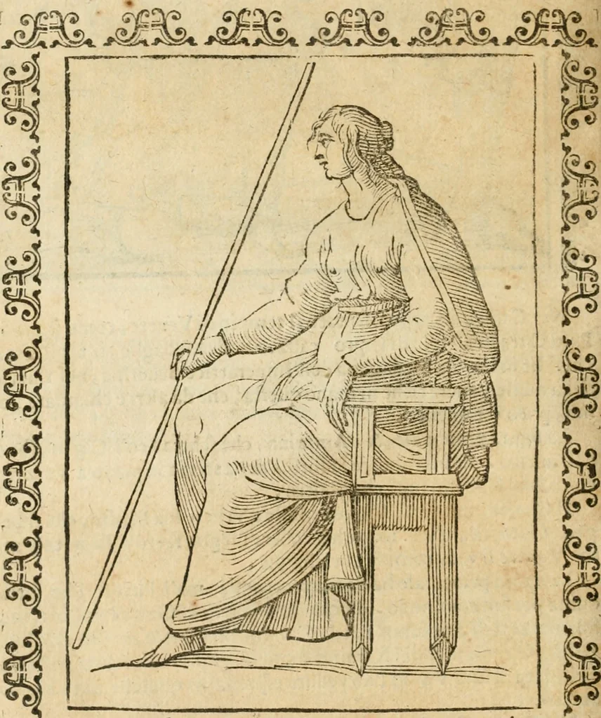 An illustration from Le imagini de gli dei de gli antichi : nelle quali sono descritte la religione de gli antichi li idoli, riti, & ceremonie loro, con l'aggiunta di molte principali imagini che nell'altre mancauano, et con l'espositione in epilogo di ciasceduna & suo significato, 1624, leaf 475