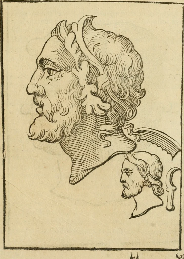 An illustration from Le imagini de gli dei de gli antichi : nelle quali sono descritte la religione de gli antichi li idoli, riti, & ceremonie loro, con l'aggiunta di molte principali imagini che nell'altre mancauano, et con l'espositione in epilogo di ciasceduna & suo significato, 1624, leaf 476