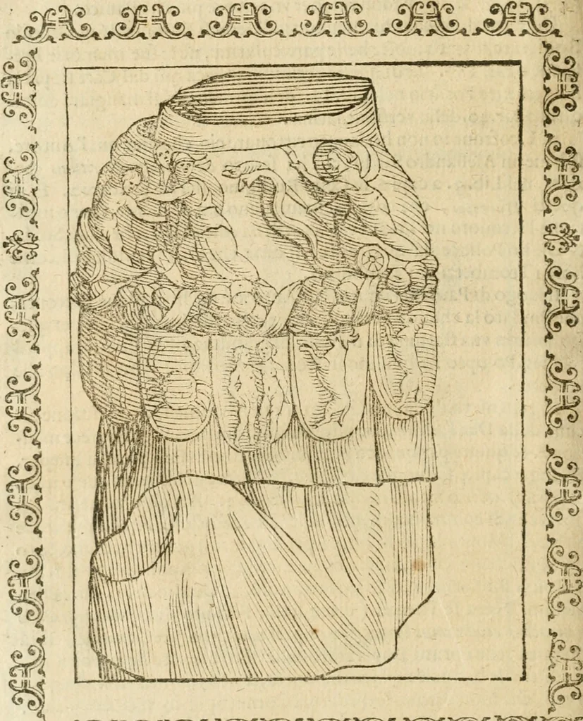 An illustration from Le imagini de gli dei de gli antichi : nelle quali sono descritte la religione de gli antichi li idoli, riti, & ceremonie loro, con l'aggiunta di molte principali imagini che nell'altre mancauano, et con l'espositione in epilogo di ciasceduna & suo significato, 1624, leaf 479