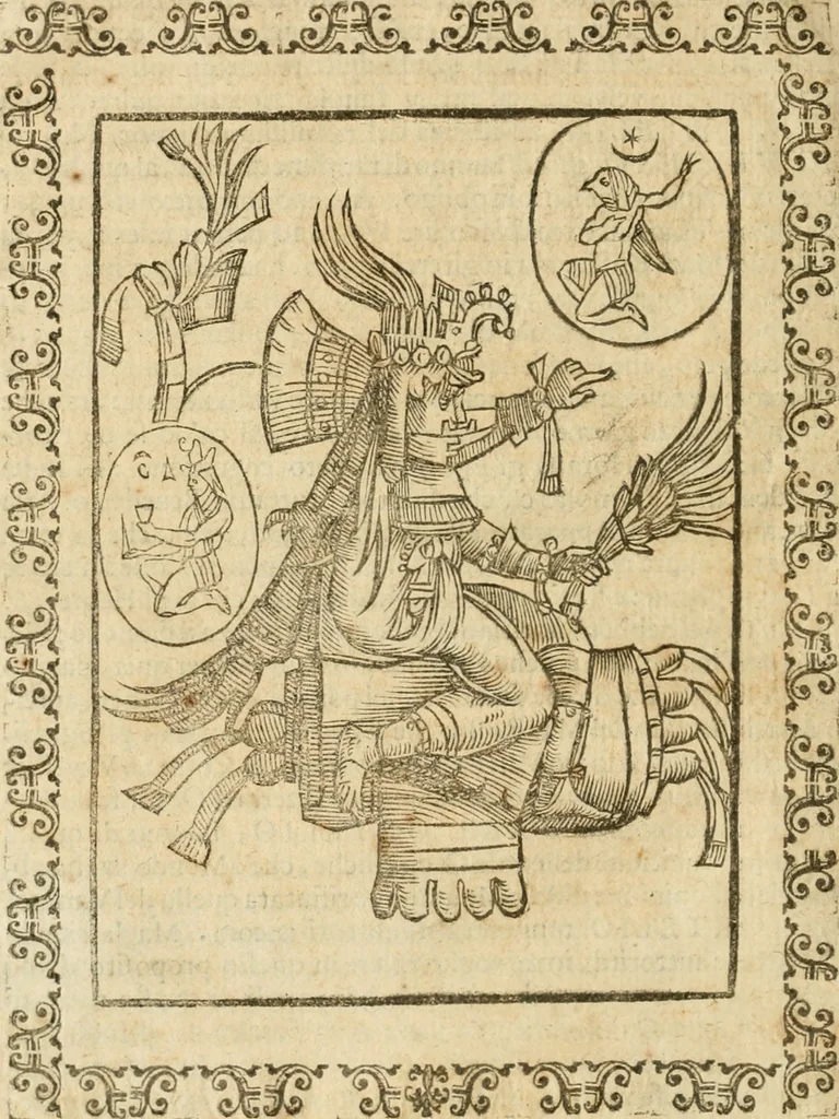 An illustration from Le imagini de gli dei de gli antichi : nelle quali sono descritte la religione de gli antichi li idoli, riti, & ceremonie loro, con l'aggiunta di molte principali imagini che nell'altre mancauano, et con l'espositione in epilogo di ciasceduna & suo significato, 1624, leaf 495