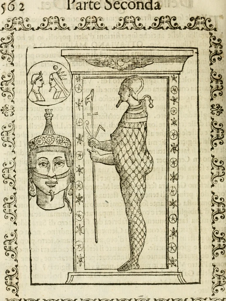An illustration from Le imagini de gli dei de gli antichi : nelle quali sono descritte la religione de gli antichi li idoli, riti, & ceremonie loro, con l'aggiunta di molte principali imagini che nell'altre mancauano, et con l'espositione in epilogo di ciasceduna & suo significato, 1624, leaf 509