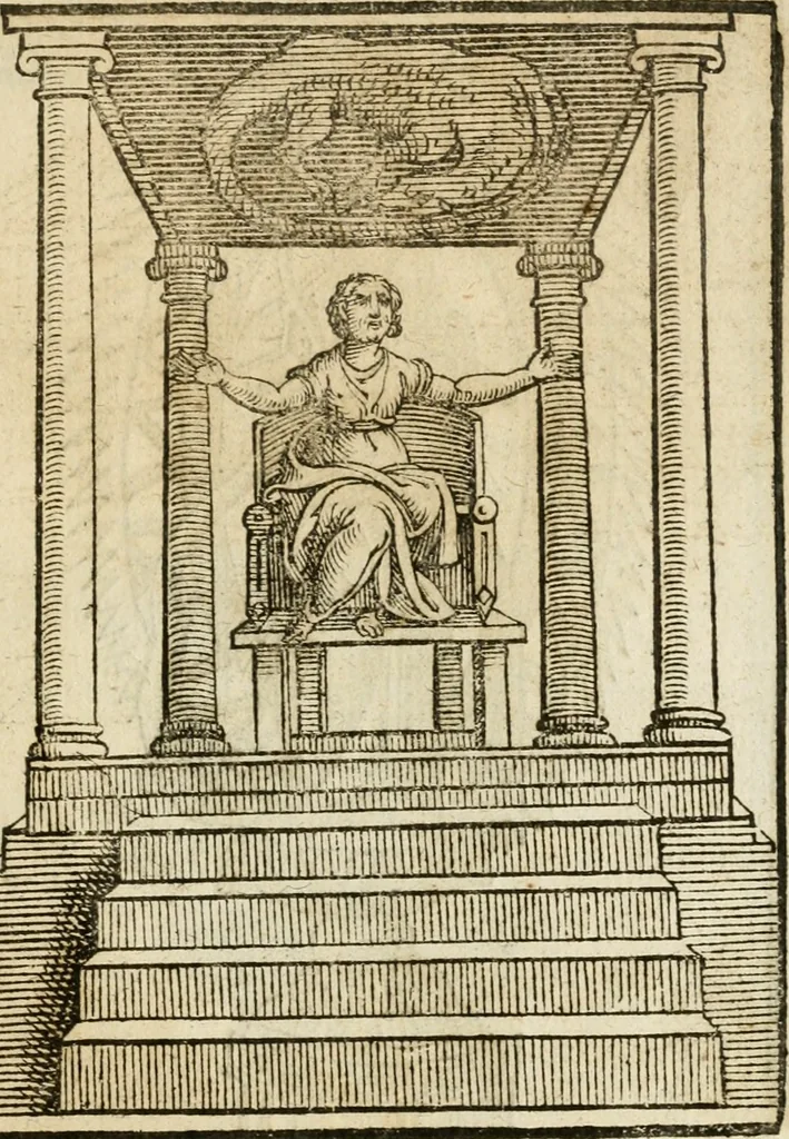 An illustration from Le imagini de gli dei de gli antichi : nelle quali sono descritte la religione de gli antichi li idoli, riti, & ceremonie loro, con l'aggiunta di molte principali imagini che nell'altre mancauano, et con l'espositione in epilogo di ciasceduna & suo significato, 1624, leaf 518