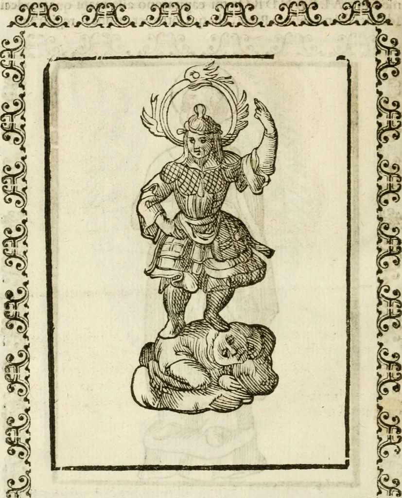 An illustration from Le imagini de gli dei de gli antichi : nelle quali sono descritte la religione de gli antichi li idoli, riti, & ceremonie loro, con l'aggiunta di molte principali imagini che nell'altre mancauano, et con l'espositione in epilogo di ciasceduna & suo significato, 1624, leaf 521
