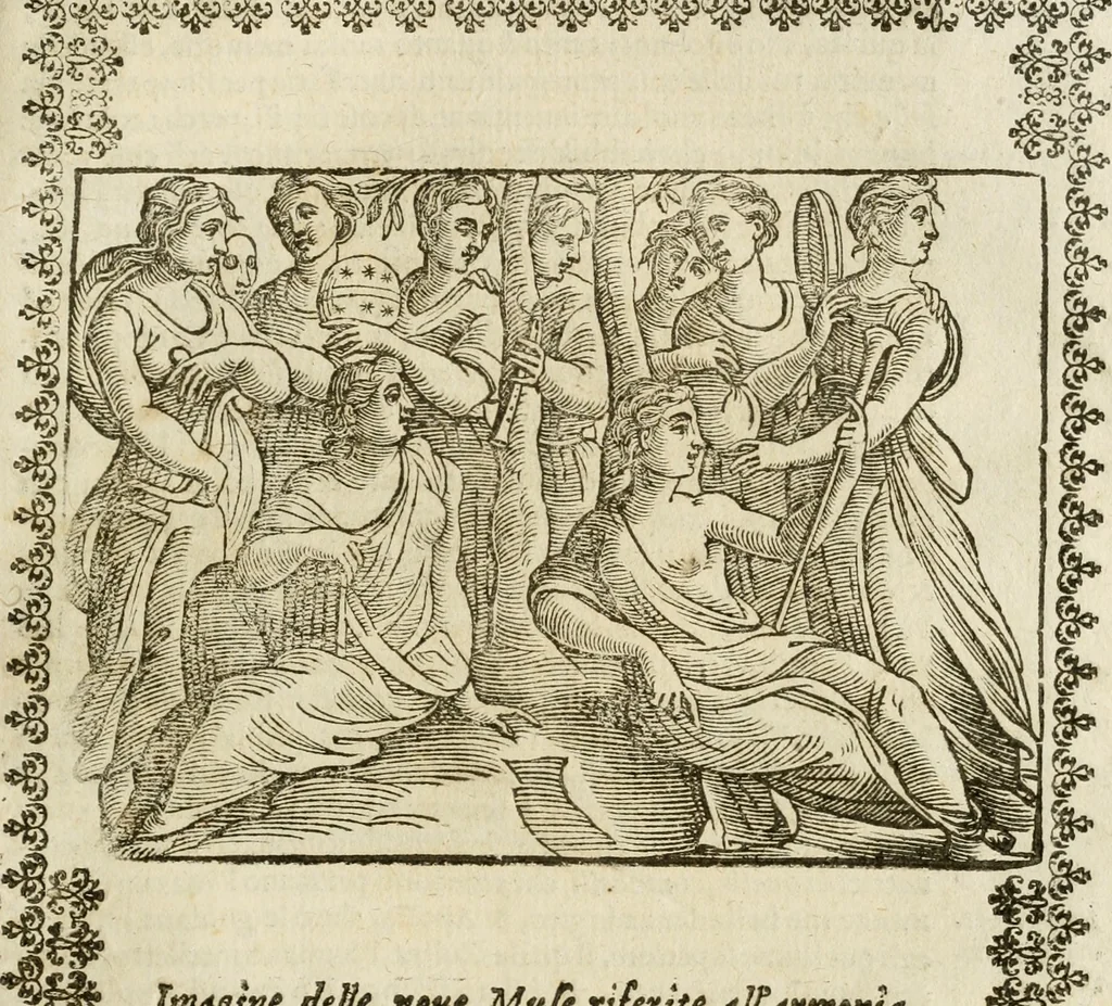 An illustration from Le imagini de gli dei de gli antichi : nelle quali sono descritte la religione de gli antichi li idoli, riti, & ceremonie loro, con l'aggiunta di molte principali imagini che nell'altre mancauano, et con l'espositione in epilogo di ciasceduna & suo significato, 1624, leaf 58