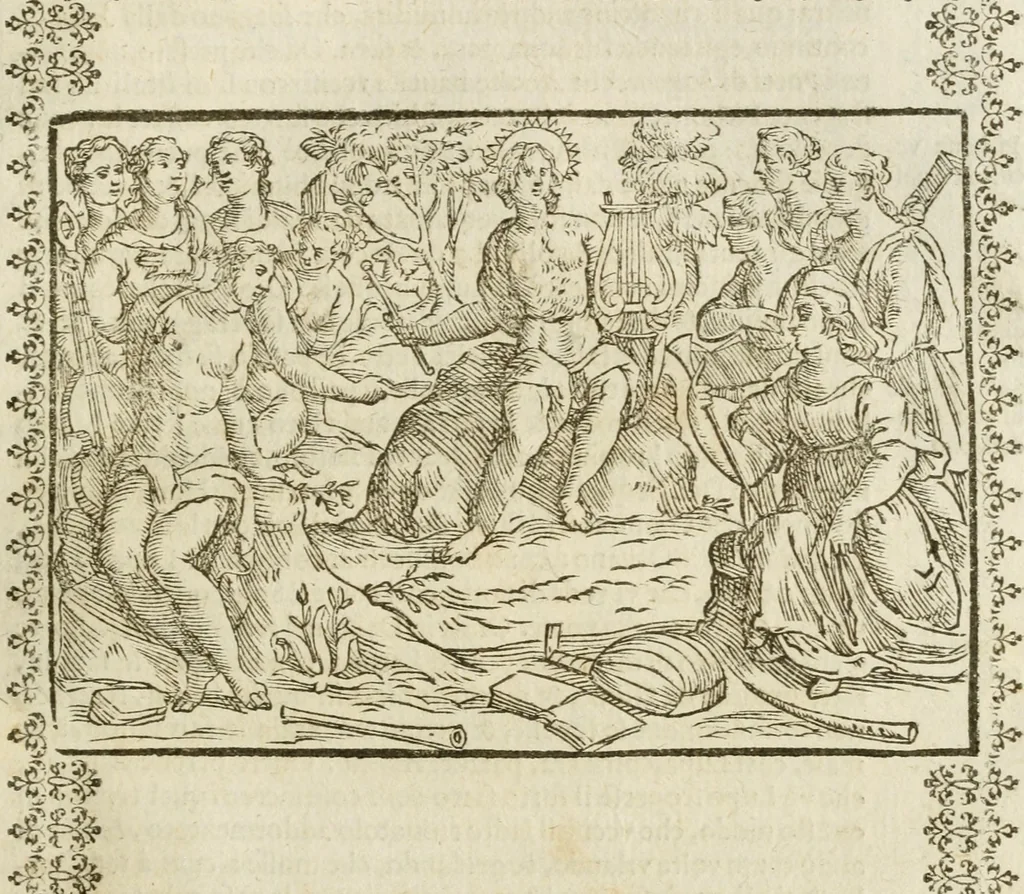 An illustration from Le imagini de gli dei de gli antichi : nelle quali sono descritte la religione de gli antichi li idoli, riti, & ceremonie loro, con l'aggiunta di molte principali imagini che nell'altre mancauano, et con l'espositione in epilogo di ciasceduna & suo significato, 1624, leaf 60
