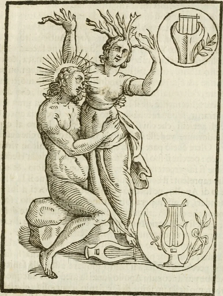 An illustration from Le imagini de gli dei de gli antichi : nelle quali sono descritte la religione de gli antichi li idoli, riti, & ceremonie loro, con l'aggiunta di molte principali imagini che nell'altre mancauano, et con l'espositione in epilogo di ciasceduna & suo significato, 1624, leaf 66