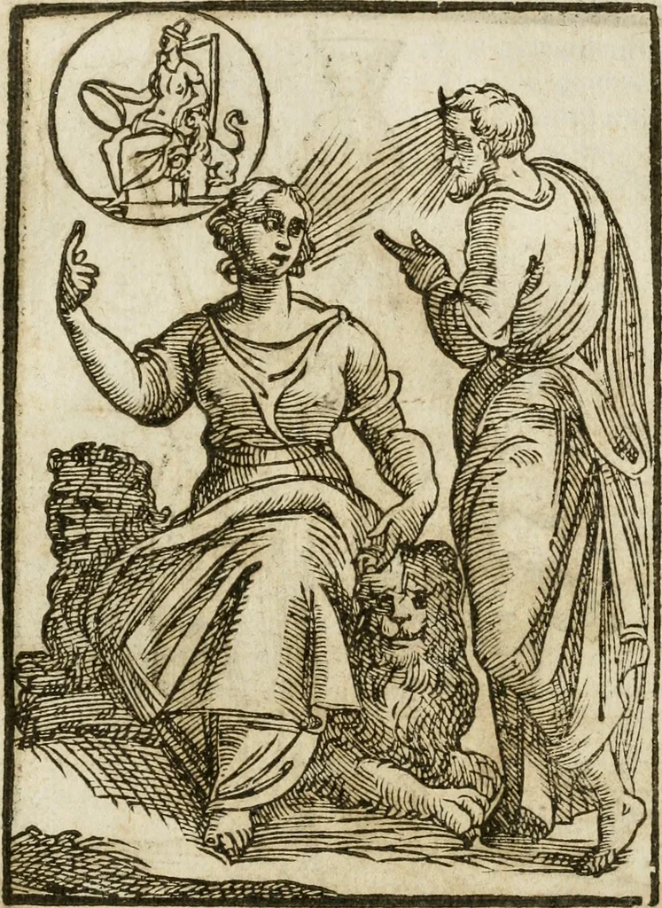 An illustration from Le imagini de gli dei de gli antichi : nelle quali sono descritte la religione de gli antichi li idoli, riti, & ceremonie loro, con l'aggiunta di molte principali imagini che nell'altre mancauano, et con l'espositione in epilogo di ciasceduna & suo significato, 1624, leaf 78