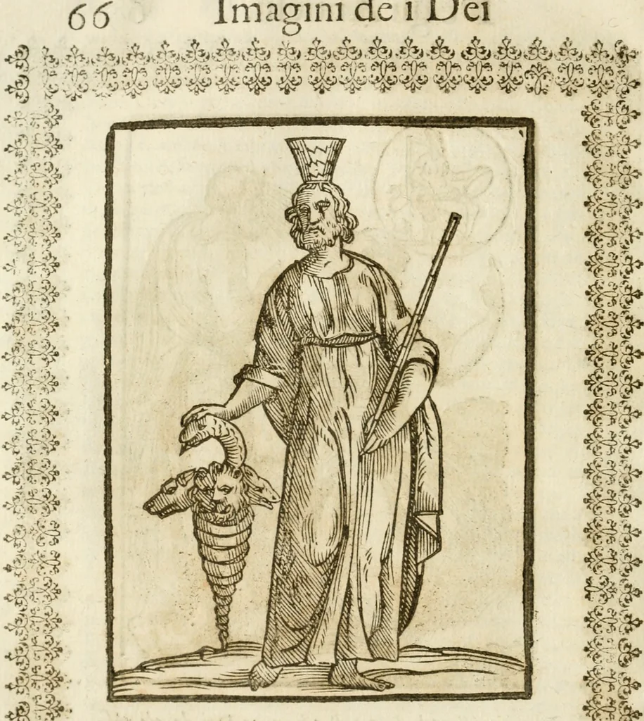 An illustration from Le imagini de gli dei de gli antichi : nelle quali sono descritte la religione de gli antichi li idoli, riti, & ceremonie loro, con l'aggiunta di molte principali imagini che nell'altre mancauano, et con l'espositione in epilogo di ciasceduna & suo significato, 1624, leaf 79