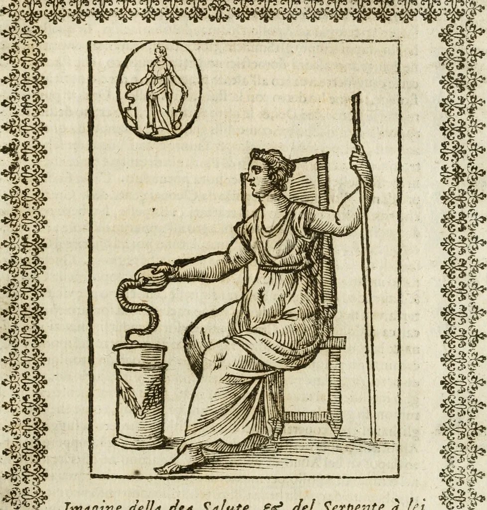 An illustration from Le imagini de gli dei de gli antichi : nelle quali sono descritte la religione de gli antichi li idoli, riti, & ceremonie loro, con l'aggiunta di molte principali imagini che nell'altre mancauano, et con l'espositione in epilogo di ciasceduna & suo significato, 1624, leaf 90
