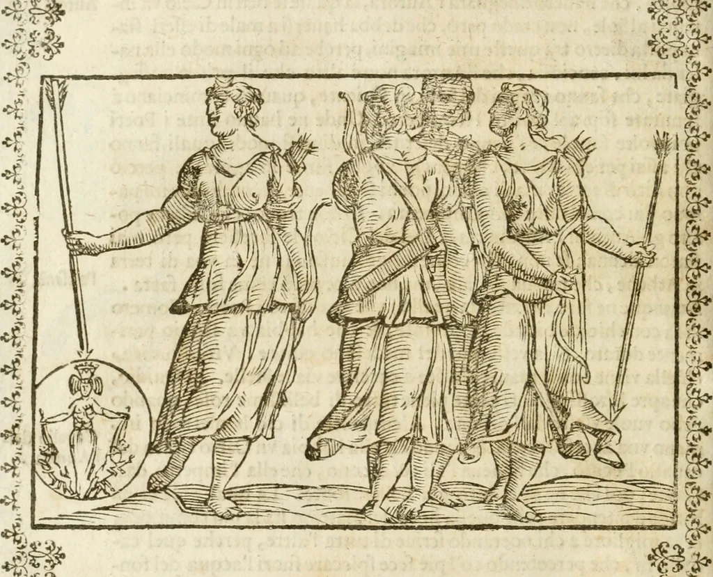 An illustration from Le imagini de gli dei de gli antichi : nelle quali sono descritte la religione de gli antichi li idoli, riti, & ceremonie loro, con l'aggiunta di molte principali imagini che nell'altre mancauano, et con l'espositione in epilogo di ciasceduna & suo significato, 1624, leaf 99