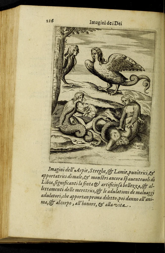 An illustration from Le imagini de gli dei de gli antichi, del signor Vincenzo Cartari regiano, nelle quali sono descritte la religione de gli antichi, li idoli, riti, & ceremonie loro, con l'agiunta di molte principali imagini, che nell'altre mancauano, et con l'espositione in epilogo di ciascheduna & suo significato. Estratta dall'istesso Cartari per Cesare Malfatti padoano, con vn cathalogo del medesimo di cento e più famosi dei loro natura e proprietà, estratto da questo & altri autori: opera vtilissima à historici, poeti, pittori, scultori, & professori di belle lettere .., 1609, leaf 252