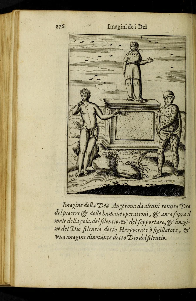 An illustration from Le imagini de gli dei de gli antichi, del signor Vincenzo Cartari regiano, nelle quali sono descritte la religione de gli antichi, li idoli, riti, & ceremonie loro, con l'agiunta di molte principali imagini, che nell'altre mancauano, et con l'espositione in epilogo di ciascheduna & suo significato. Estratta dall'istesso Cartari per Cesare Malfatti padoano, con vn cathalogo del medesimo di cento e più famosi dei loro natura e proprietà, estratto da questo & altri autori: opera vtilissima à historici, poeti, pittori, scultori, & professori di belle lettere .., 1609, leaf 312