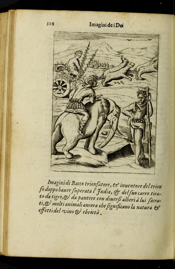 An illustration from Le imagini de gli dei de gli antichi, del signor Vincenzo Cartari regiano, nelle quali sono descritte la religione de gli antichi, li idoli, riti, & ceremonie loro, con l'agiunta di molte principali imagini, che nell'altre mancauano, et con l'espositione in epilogo di ciascheduna & suo significato. Estratta dall'istesso Cartari per Cesare Malfatti padoano, con vn cathalogo del medesimo di cento e più famosi dei loro natura e proprietà, estratto da questo & altri autori: opera vtilissima à historici, poeti, pittori, scultori, & professori di belle lettere .., 1609, leaf 350