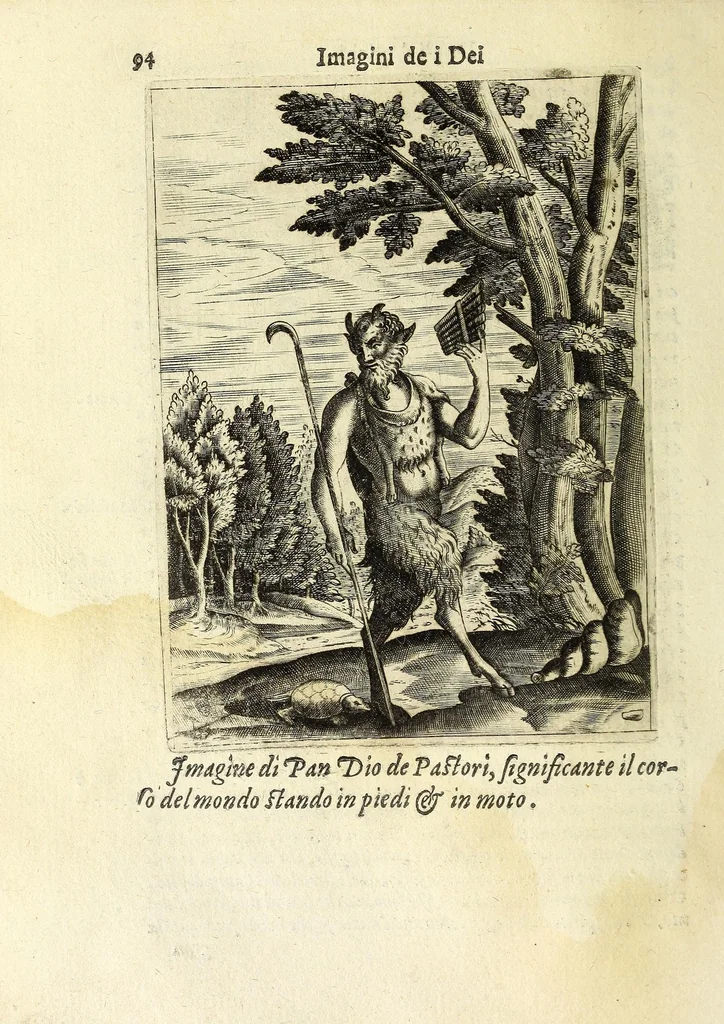 An illustration from Le imagini de gli dei de gli antichi : del signor Vincenzo Cartari reggiano : nelle quali sono descritte la religione de gli antichi, li idoli, riti & ceremonie loro : con l'aggiunta di molte principali imagini, che nell'altre mancauano : et con l'espositione in epilogo di ciascheduna & suo significato : estratta dall'istesso Cartari per Cesare Malfatti padoano : con vn cathalogo del medesimo di cento e più famosi dei, lor natura e proprietà, estratto da questo & altri autori : opera vtilissima a historici, poeti, pittori, scultori, & professori di belle lettere, 1609, leaf 130