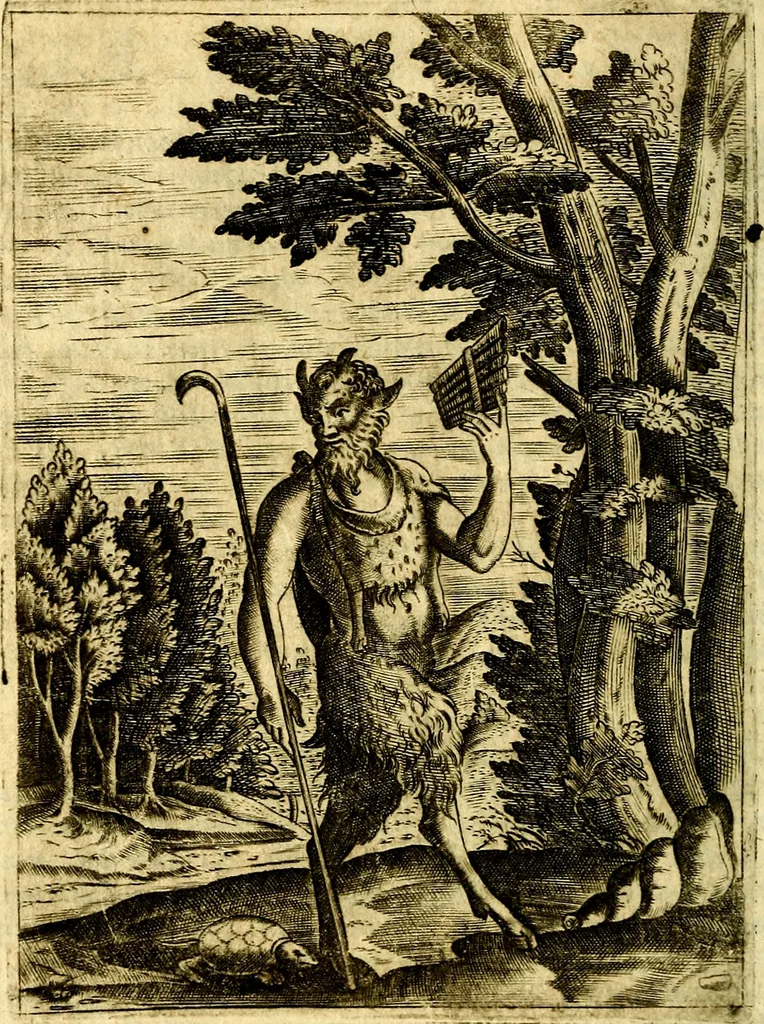 An illustration from Le imagini de gli dei de gli antichi del signor Vincenzo Cartari, reggiano : nelle quali sono descritte la religione de gli antichi, li idoli, riti & ceremonie loro ... et con l'espositione in epilogo di ciascheduna & suo significato : estrata dall' istesso Cartari per Cesare Malfatti .., 1625, leaf 129