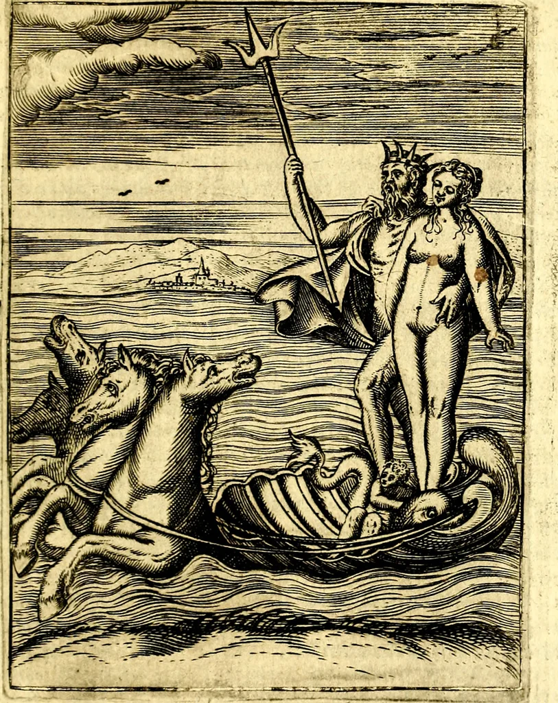An illustration from Le imagini de gli dei de gli antichi del signor Vincenzo Cartari, reggiano : nelle quali sono descritte la religione de gli antichi, li idoli, riti & ceremonie loro ... et con l'espositione in epilogo di ciascheduna & suo significato : estrata dall' istesso Cartari per Cesare Malfatti .., 1625, leaf 218